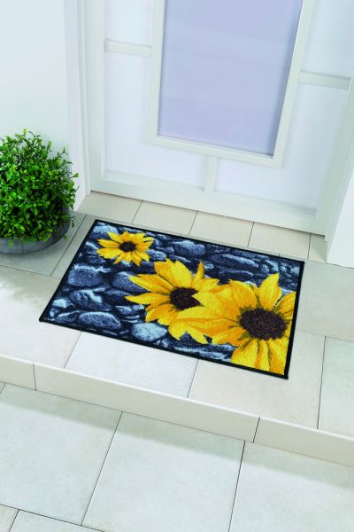 Fußmatte bedruckt - Sonnenblume auf Steine