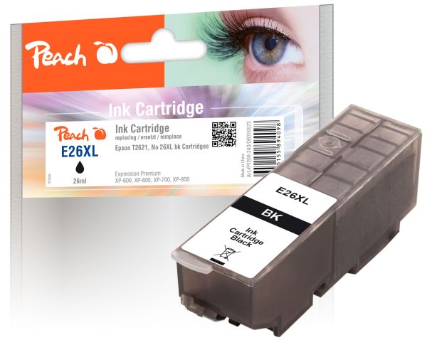 Peach Tintenpatrone HY schwarz kompatibel zu Epson No. 26XL bk, T262140