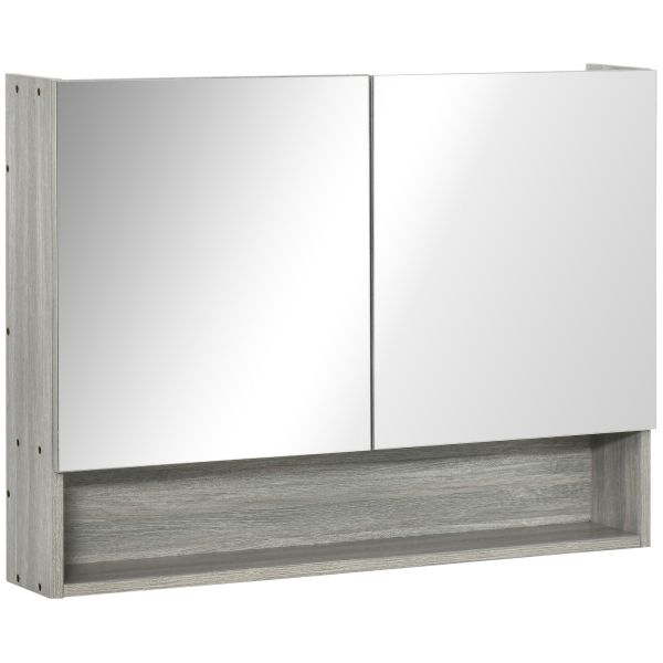 kleankin Spiegelschrank Badspiegel Badschrank mit zwei Türen und Ablage Hängeschrank Badezimmerspieg