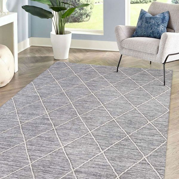 HOMCOM Teppich aus Baumwolle Grau 200 x 140 x 0,7 cm