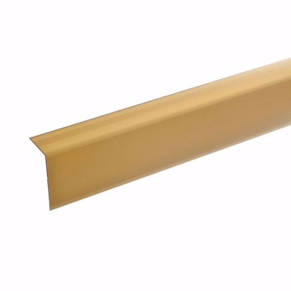 acerto® Alu Treppenwinkel-Profil 100cm 52x30mm gold selbstklebend
