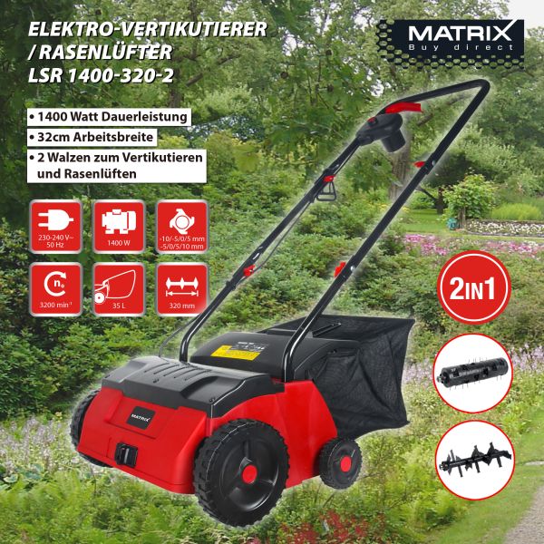 Matrix Elektro-Vertikutierer + Rasenlüfter LSR 1400-320-2