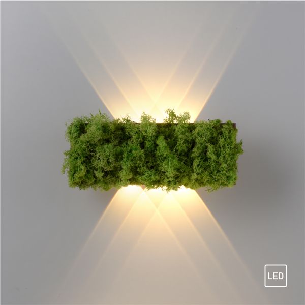 JUST LIGHT. LED Wandleuchte GREEN CARLO, mit echtem Moos, 3000 K