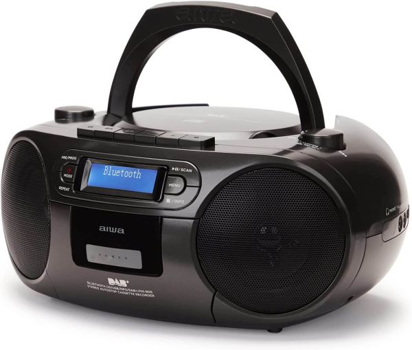Aiwa BBTC-660DAB/BK Schwarz Tragbares Hifi Radio mit CD, Kassttendeck, Bluetooth,DAB+,USB