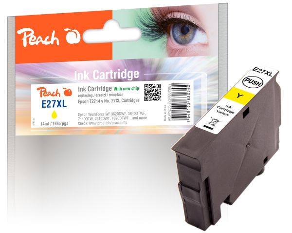 Peach Tintenpatrone gelb kompatibel zu Epson T2714, No. 27XL y