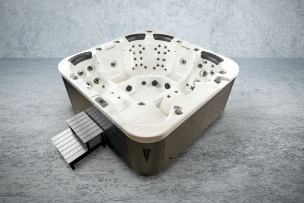 American Outdoor-Whirlpool 230x230 cm für 6 Personen mit 71 Massagedüsen Heizung LEDs Thermoabdeckun