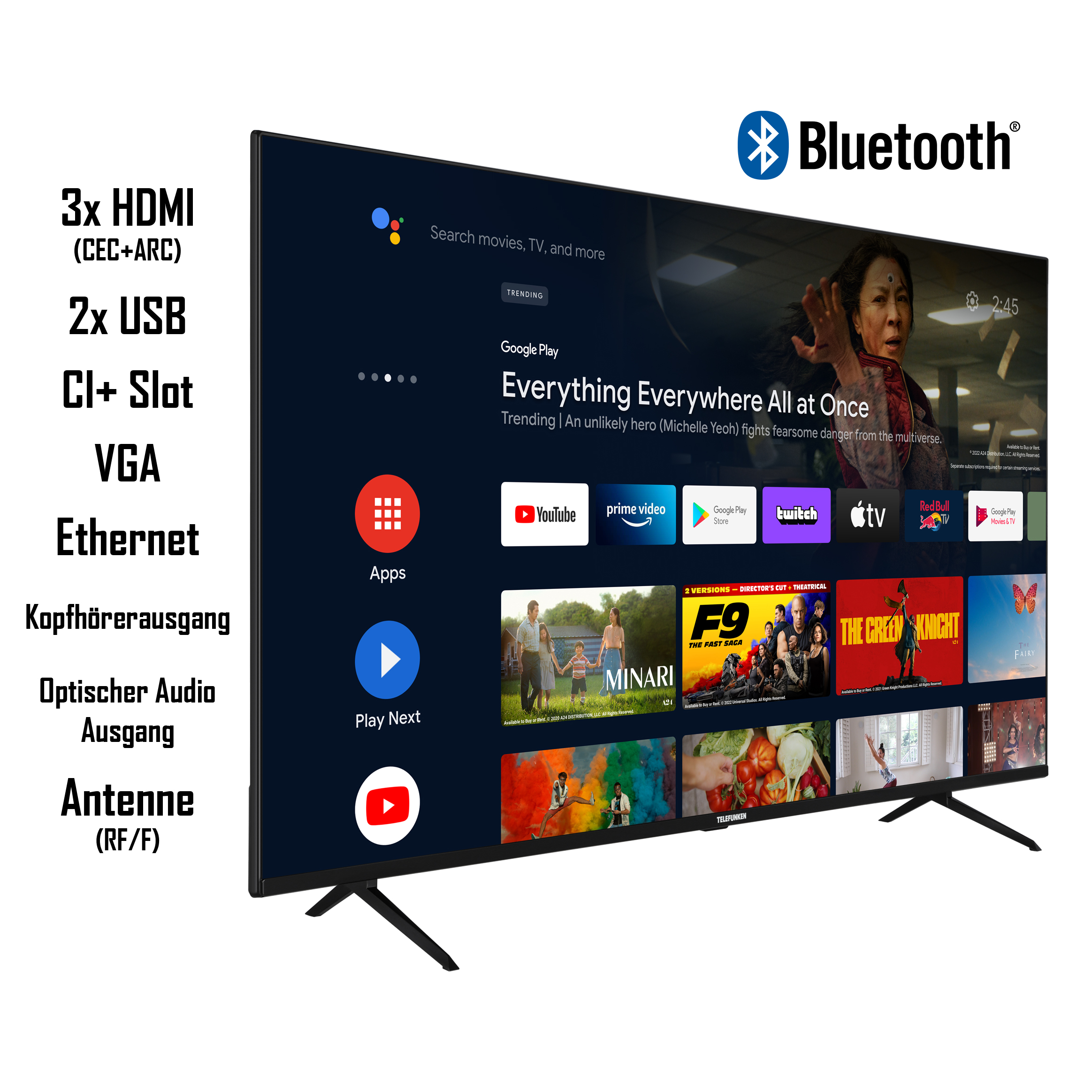 TELEFUNKEN XF43AN660S 43 Zoll Smart TV Norma24 Triple-Tuner, HDR, HD, | Fernseher (Full Bluetooth) / Android