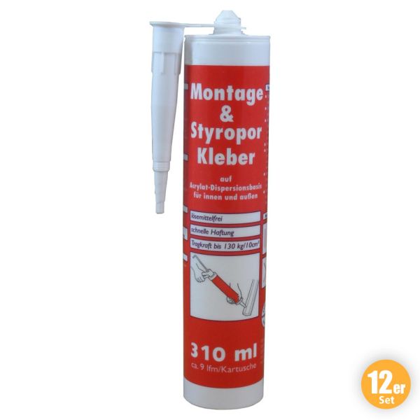 Montage & Styropor Kleber, 310 ml 12er Set