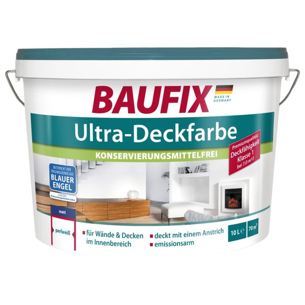 BAUFIX Ultra-Deckfarbe weiß konservierungsmittelfrei