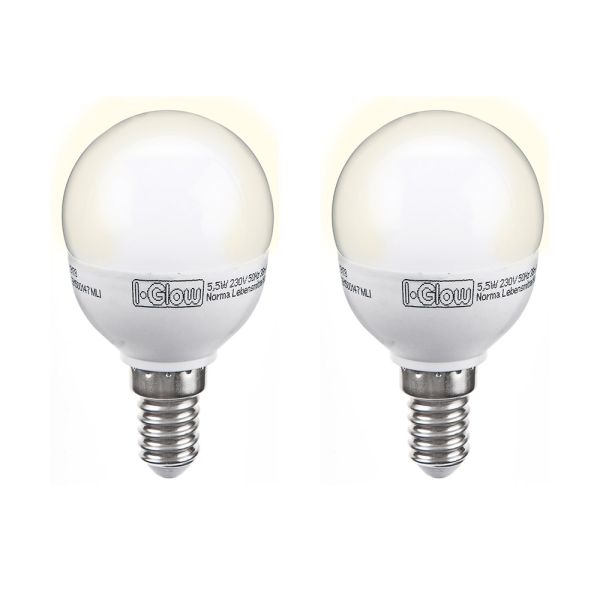 I-Glow LED-Mini Bulb Tropfen, dimmbar, E14, 5,5W - 2er Set