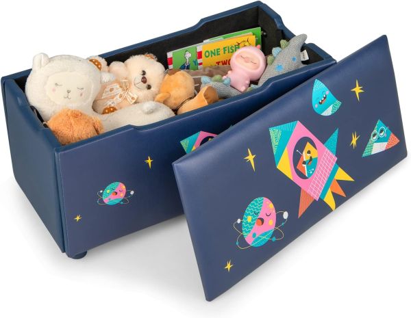 COSTWAY Gepolsterte Spielzeugkiste, Kinder Aufbewahrungsbox mit abnehmbarem Deckel