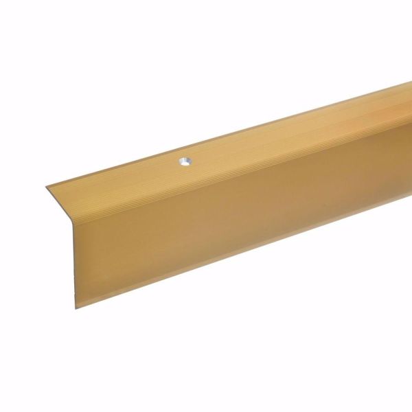 acerto® Alu Treppenwinkel-Profil 100cm 52x30mm gold gebohrt