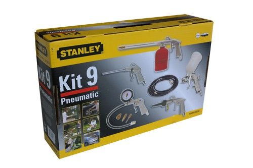 Stanley Multi - Druckluft - Zubehör Kit 9: Reifenfüller, Ausblaspistole, Farbspritzpistole, Sprühpistole, Waschpistole, DL-Schlauch