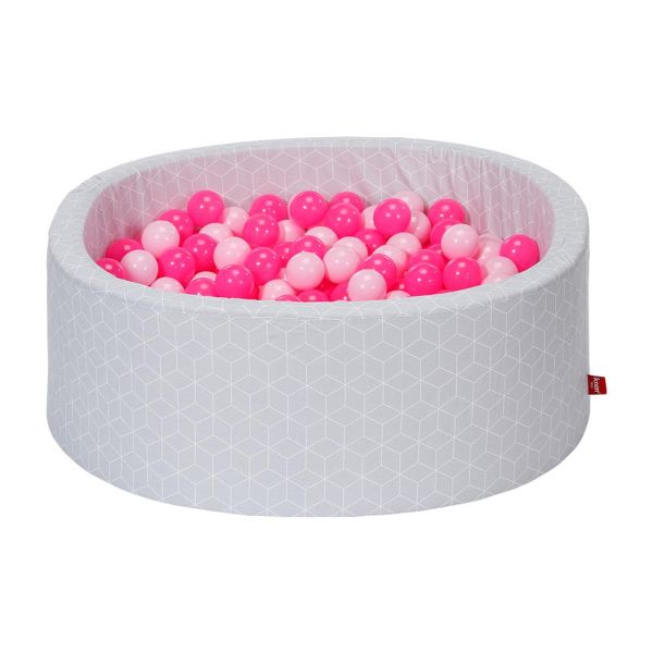 Knorrtoys - Bällebad soft - "Geo cube grey" - 300 balls soft pink