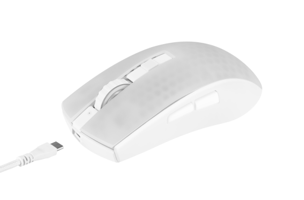 DELTACO RGB Gaming Maus, semi-transparent, kabellos, weiß