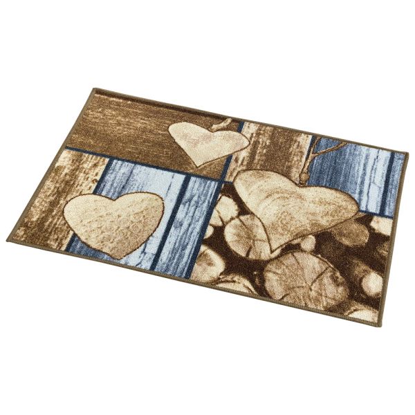 Lifetex Fußmatte bedruckt - Herzen auf Holz
