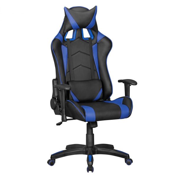 AMSTYLE® Bürostuhl SCORE Leder-Optik Schwarz / Blau Schreibtischstuhl Chefsessel Gaming Chair Drehst