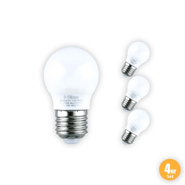 I-Glow LED-Leuchtmittel, Mini Globe, 8 W, E27, Warmweiß - 4er Set