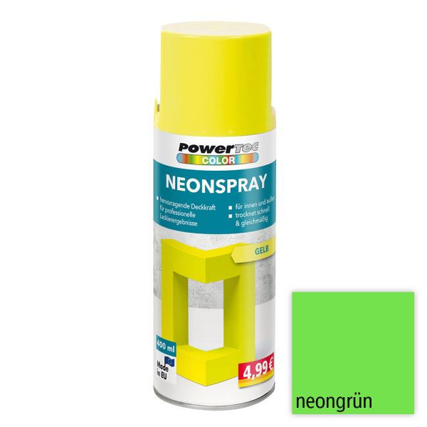 Powertec Color Neonspray - Neongrün 4-er Set