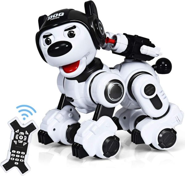 COSTWAY RC Interaktiv Roboter Hund mit Musik-, Tanz-, Blink- und Schießfunktion