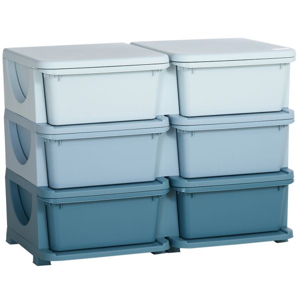 HOMCOM Schubladenschrank für Kinder Aufbewahrungsboxen mit 6 Ebenen Kindermöbel