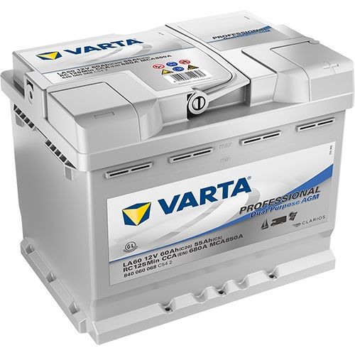 VARTA Professional Dual Purpose AGM 840060068C542, LA60 12 V, 60 Ah, 680 A