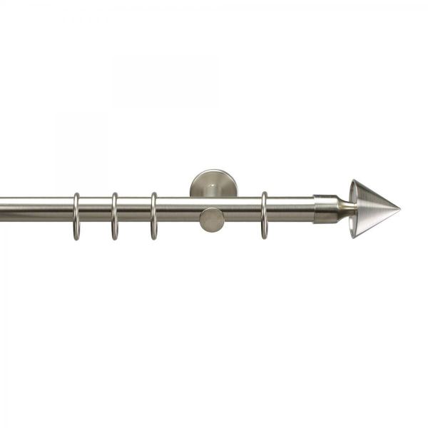 Bella Casa Gardinenstange, Stilgarnitur, Komplettgarnitur - Drehfix Kegel ø 20 mm, 120 cm edelstahl-optik
