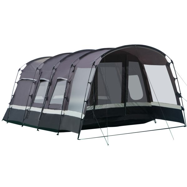 Outsunny Camping Zelt 8 Personen Zelt Tunnelzelt mit Vorraum 4 Fenster Familienzelt PU3000mm für Tre