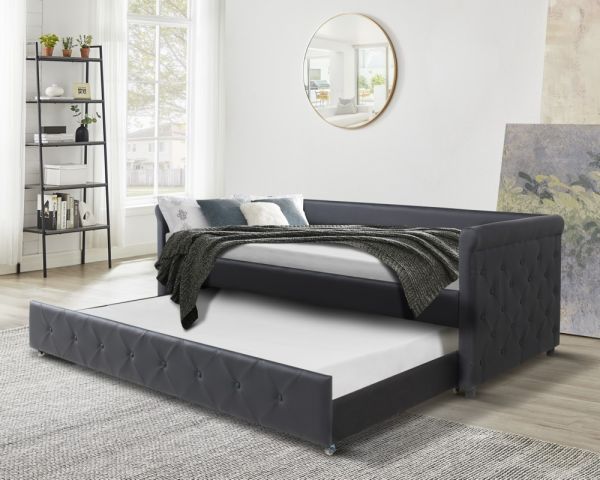 Happy Home 2 in 1 Funktionsbett mit Stauraum / Zusatzbett 90x200 cm schwarz