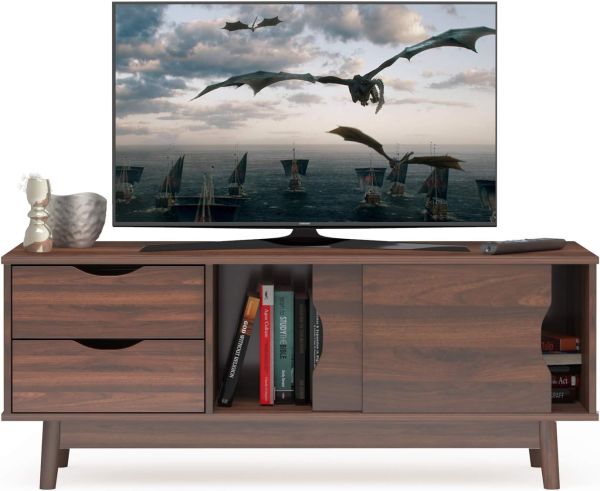 COSTWAY Modernes TV-Regal, TV-Schrank für Fernseher bis zu 60 Zoll