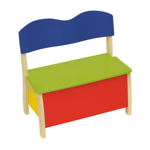 roba Kindertruhenbank, aus Massivholz und MDF gefertigt, Rücken und Sitzfläche mehrfarbig lackiert