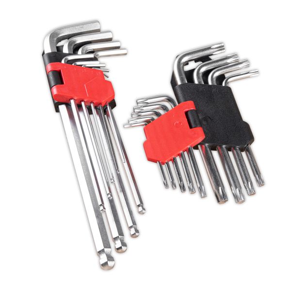 Kraft Werkzeuge Sechskantschlüssel mit Kugelkopf und TX Schlüssel-Set, 18tlg.