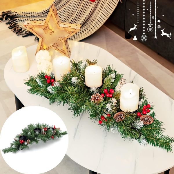 COSTWAY Künstlicher Weihnachten | Adventskranz Norma24 Kerzenhalter