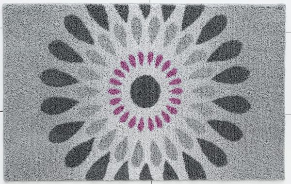 Sensino Badteppich Soft Sensation ca. 65x110 cm Kreisblüten Grau