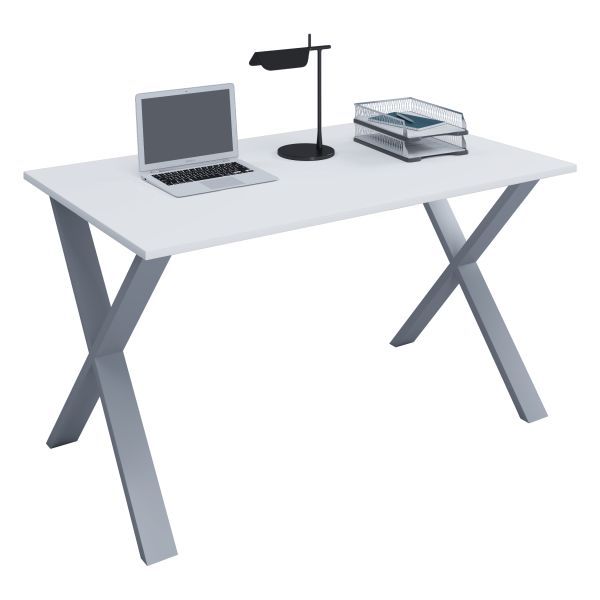 VCM Schreibtisch "Lona" 110x50 X-Fußgestell Weiß/Silber