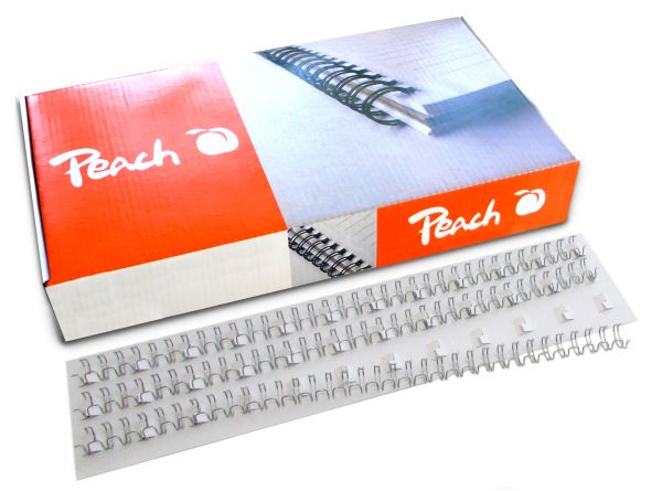 Peach Drahtbinderücken Easy-Wire, 8mm, silber, 3:1, 34 Ringe A4, 100 Stk.