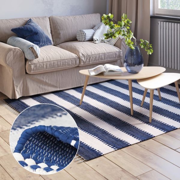 Teppich Zendo 200cm x 140cm, Farbe Blau, rechteck