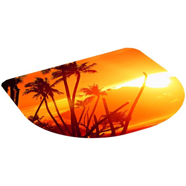 Santosini Weichschaum-Badematte Halbrund, ca. 50 x 55 cm - Palmen mit Sonnenuntergang