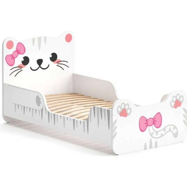 VitaliSpa® Kinderbett IZZY 80x160 cm Weiß Juniorbett Jugendbett Katze Mädchenbett