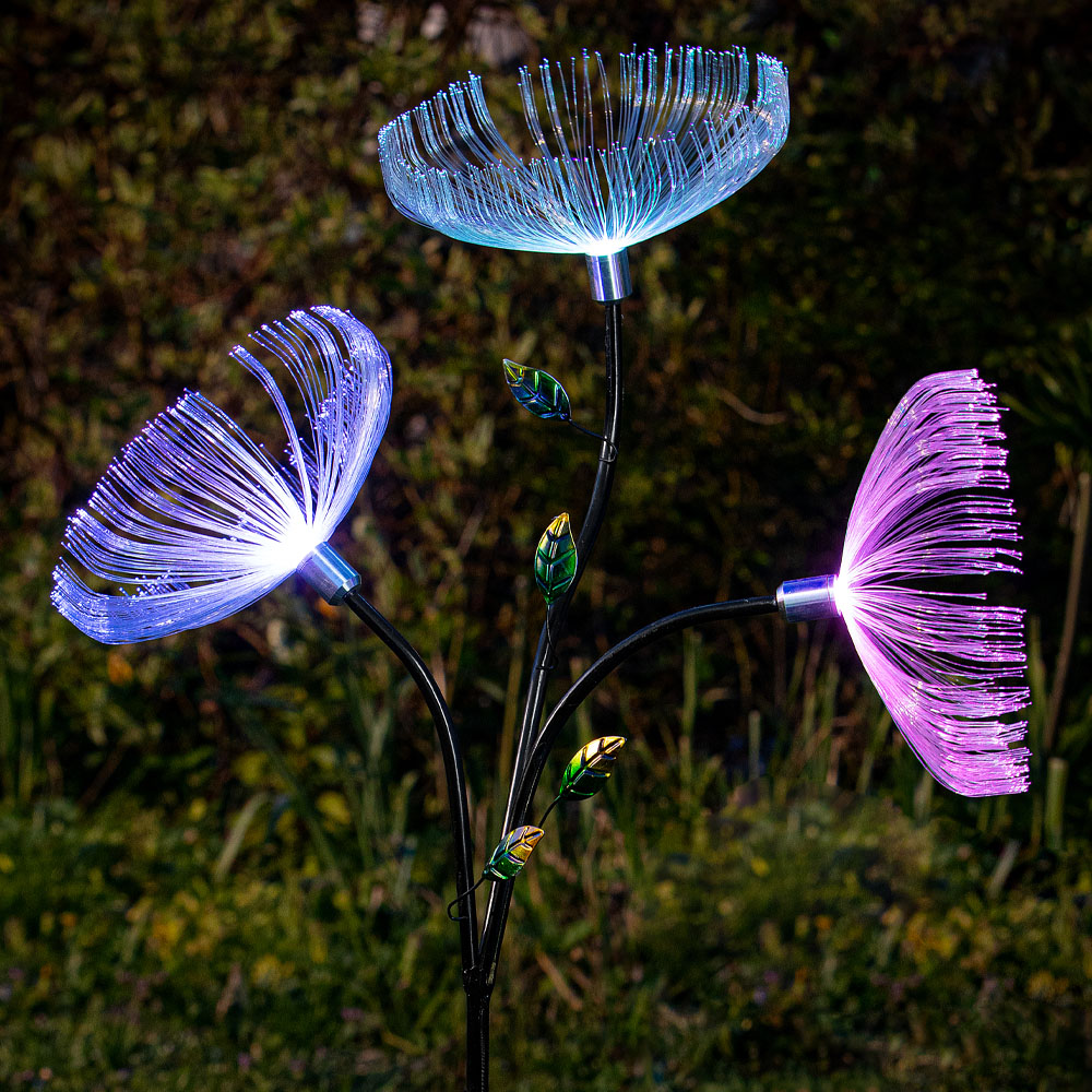 Solar-Blume mit LED-Licht, ca. 10x34cm