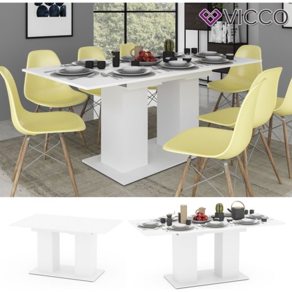 Vicco Esstisch DIX 140 - 180 cm Weiß matt Esszimmertisch ausziehbar Küche Tisch