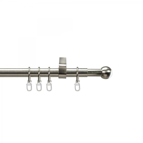 Bella Casa Gardinenstange, Stilgarnitur, Komplettgarnitur - Kugel 130-240 cm ausziehbar, edelstahl-optik