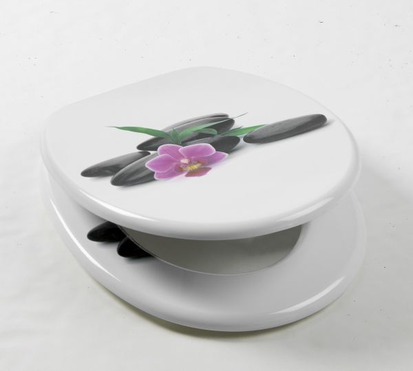 badkomfort Design-WC-Sitz mit Absenkautomatik, Orchidee & Stein