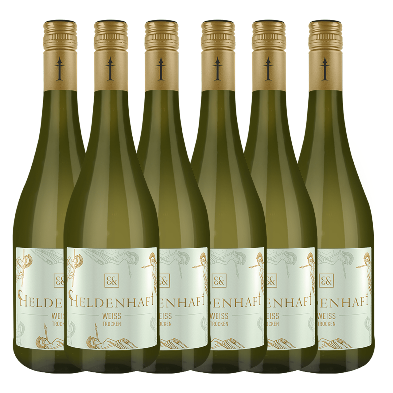 Heldenhaft Weiß Qualitätswein trocken 0,75L 6er Karton Württembergische WZG Norma24 DE