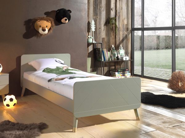 VIPACK - BILLY Einzelbett 90 x 200 cm, mit Lattenrost, Ausführung lackiert Olive Grün