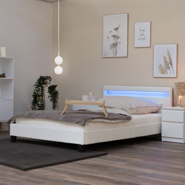 HOME DELUXE LED Bett ASTRO 140 x 200 Weiß