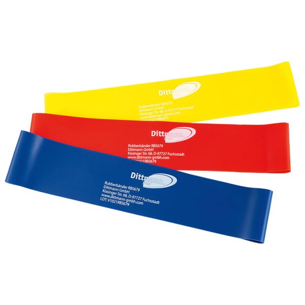 Dittmann Rubberband, Rot/Blau/Gelb - 3er-Set