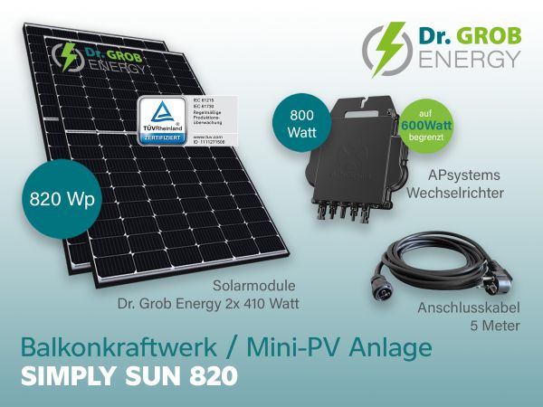 Dr. Grob Energy Balkonkraftwerk Mini PV Anlage "Simply Sun 820"