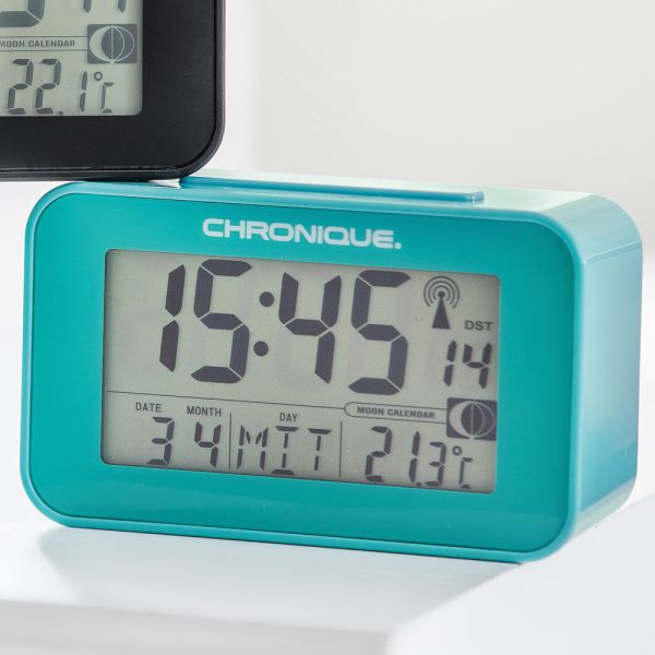 Chronique LCD Funk-Wecker mit Temperaturanzeige, Türkis