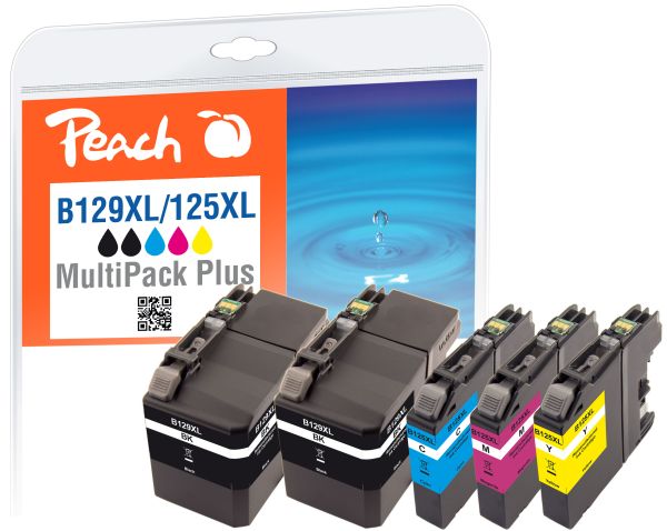Peach Spar Pack Plus Tintenpatronen, ersetzt Brother LC-129VALBP